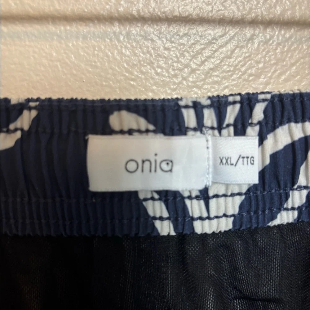 Onia‎ The Calder Mens Swim Trunks Shorts Floral Leaf Pattern Navy Blue White XXL